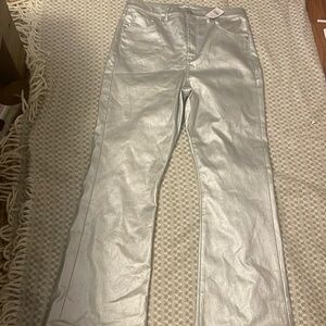 NWT LOFT High Rise Kick Crop Jeans in
Silver Metallic 31